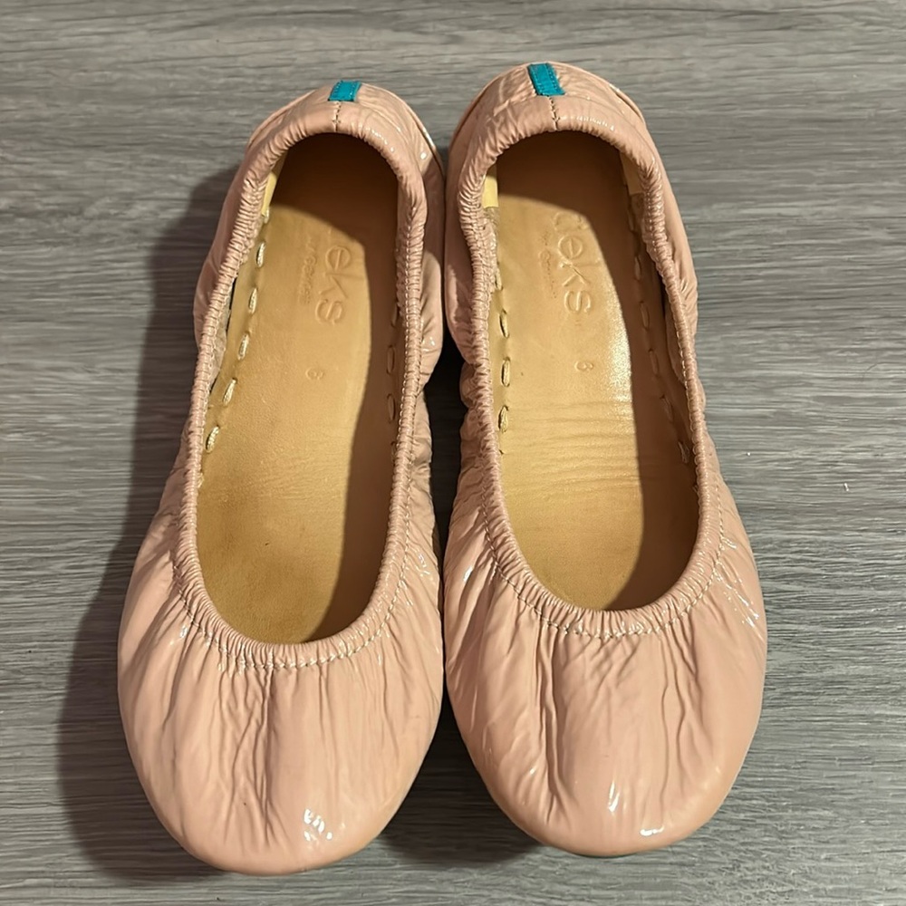 Tieks Ballet Flats in Blush Pink with Teal Tab